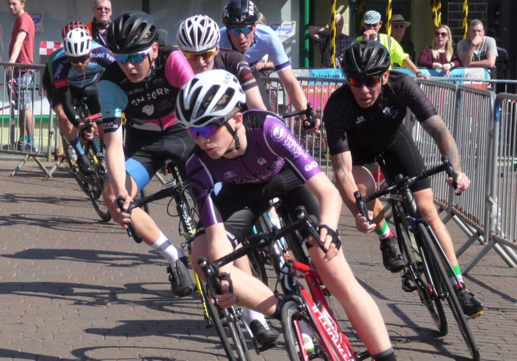 Student participating in cycling race