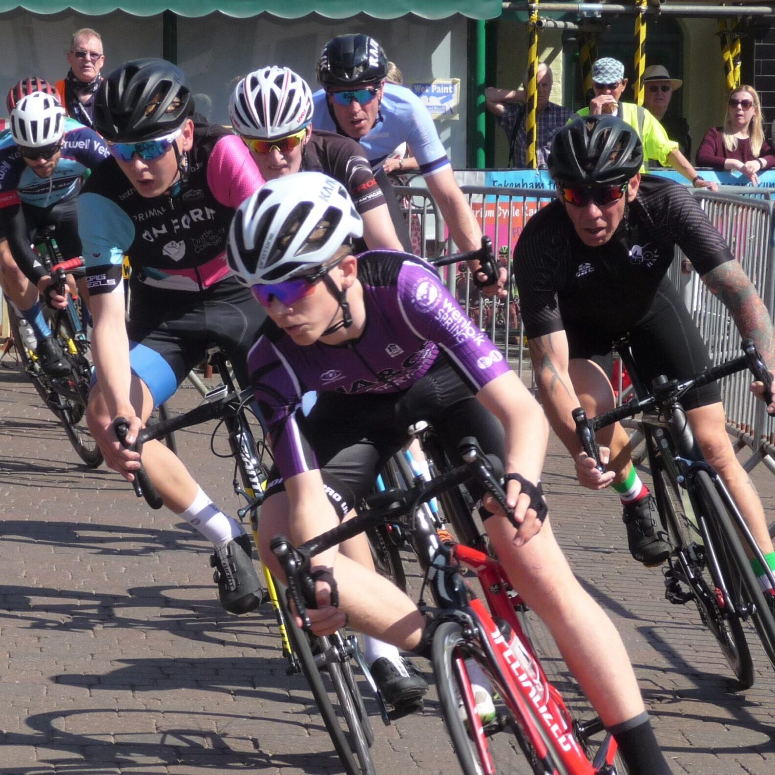Student participating in cycling race