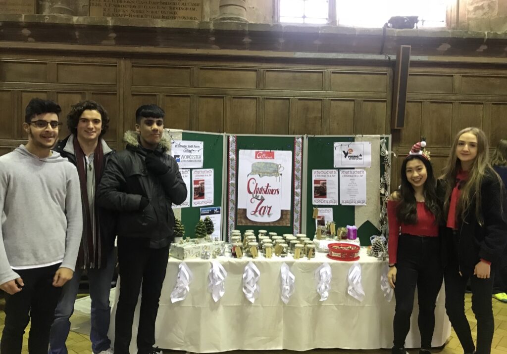 Young Enterprise students selling products at Christmas Fayre