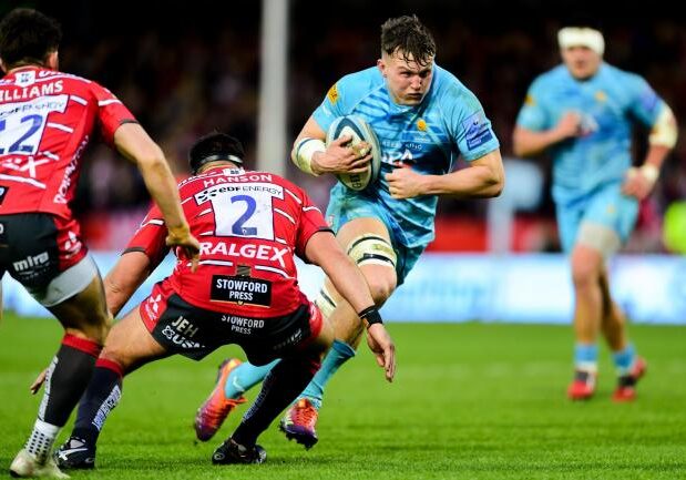 Worcester Warriors player during match - former student